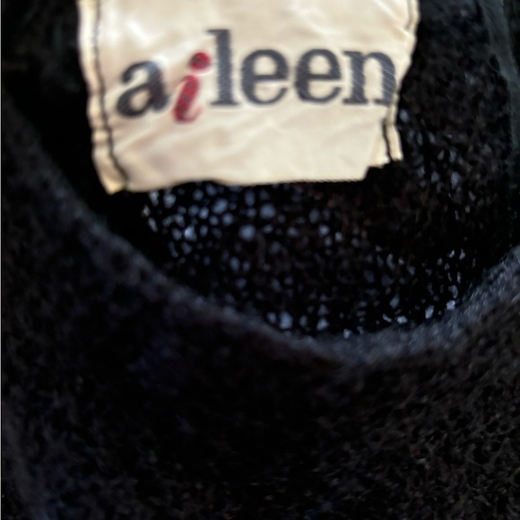 VTG 80’s Aileen Wool Blend Boucle Black Sweater Sz S Round High Neck Fall Winter - Picture 4 of 6